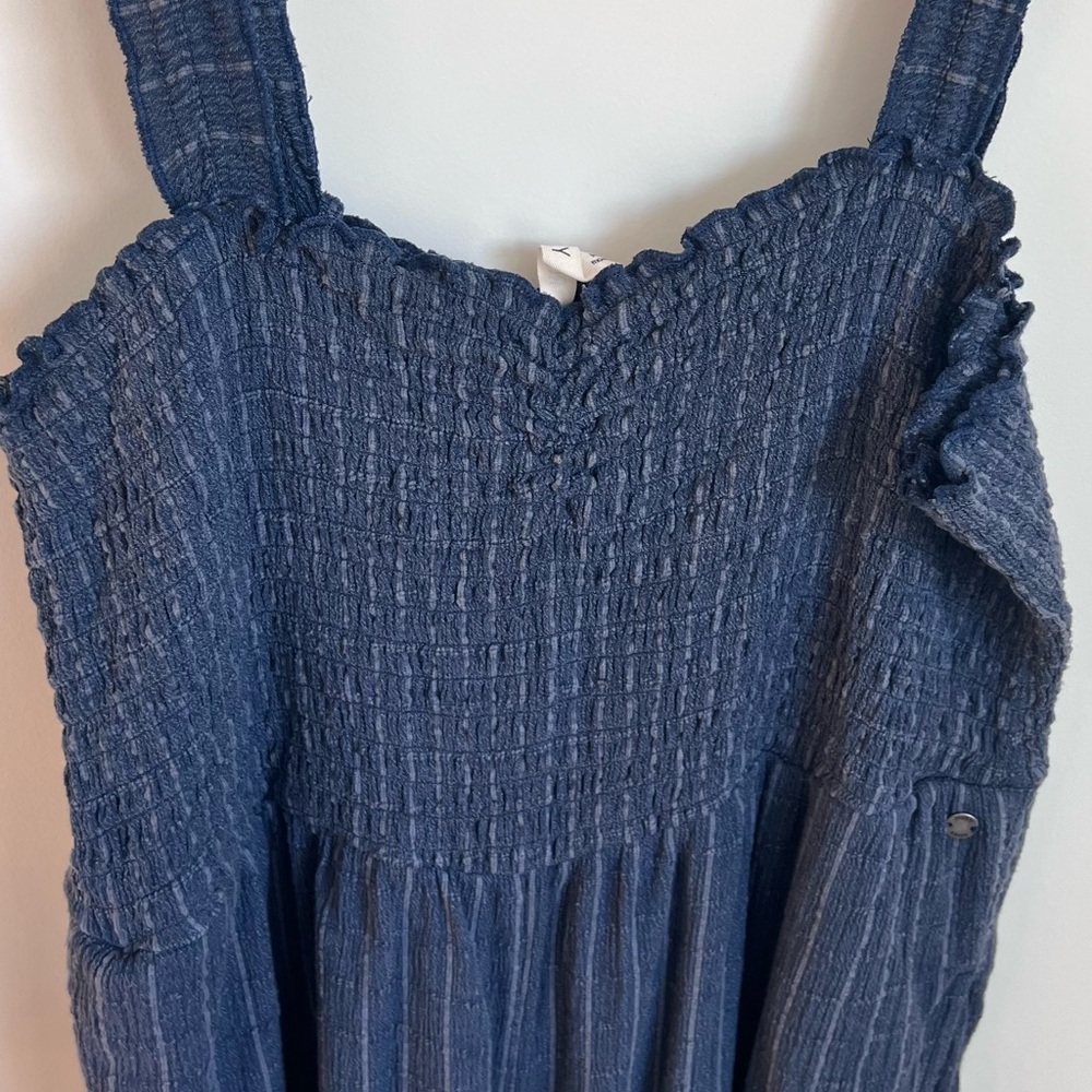 🕶️Roxy Adventure Bound Woven Blue Pinstripe Gauzy Tank Jumpsuit - Picture 11 of 11